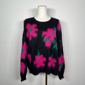 Molly Bracken Black and Pink Floral Sweater - Size S